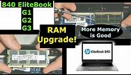 Upgrading Memory RAM in HP 840 G1 EliteBook, 840 G2 or 840 G3