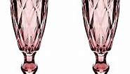 HPDEAR Vintage Champagne Flutes 5 oz Crystal Goblet Wine Glasses Colors, Set of 2 /Set of 4, Creative Vintage Color, Empaistic Glasses (Red-1,Set of 2)