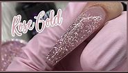 Long Nail Tips from Glitter Planet Rose Gold Demo Nail