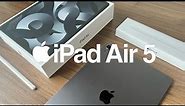 iPad Air 5 (space gray) + 🍎 Apple Pencil 2 + accessories | Unboxing 📦