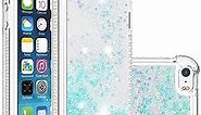 Compatible with iPhone 5S Case, Bling Glitter Liquid Clear Case Floating Quicksand Shockproof Protective Sparkle Silicone Soft TPU Case for iPhone 5S / iPhone 5. YBL Star Blue