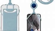 【Bone】 Cell Phone Lanyard Crossbody Adjustable Shoulder Strap Phone Holder, Crossbody for Women Man Compatible with Phones 4.7"-7.2" (Crossbody Lanyard Phone Tie 3 w/Card Holder-Morandi Blue)