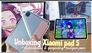 *⁠.⁠✧UNBOXING Xiaomi Pad 5 (256GB, Grey)🌷+aesthetic accessories & goojodoq pen+ Drawing & Game test