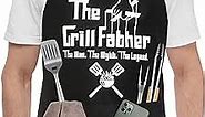 Funny Chef Apron for Men, BBQ Dad Aprons for men with 3 Pockets Cooking Grill Kitchen Aprons- The Grill father - Birthday Father's Day Christmas Gifts for Dad, Step Dad, Father in Law, Husband
