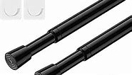 2 Pack Tension Rods Spring Tension Curtain Rod, 26 to 39 Inch Adjustable Black Tension Rod, Small Curtain Rods Spring Loaded Curtain Tension Rods for Window, Bathroom, Cupboard, Kitchen, Home