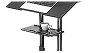 BONTEC Lecterns & Podiums Portable Mobile Standing Laptop Desk, Sit Stand Desk, Height Adjustable Home Office Classroom Pulpit Stand Up Desk Workstation, Rolling Table Laptop Cart with Storage Tray
