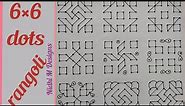 Daily use 6×6 dots rangoli for beginners. Easy muggulu.9 days simple rangoli designs.Square🔲 rangoli