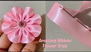 Super Easy Ribbon Flower Making - Hand Embroidery Amazing Trick with Ribbon - DIY Craft Ideas