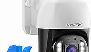 HXVIEW 4K WiFi Security Camera Outdoor, 360 PTZ IP Floodlight Camera, 8MP Wireless Surveillance Camera with Auto Tracking, 2.4/5GHz Wi-Fi, Person/Vehicle Detection, 1200 Lumens Color Night Vision