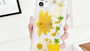 Yellow Clear with Pressed Floral Design iPhone 11 FlowerCase