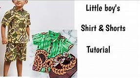 How to cut a little boys button down shirt | Tutorial on little boys button down shirt and shorts .