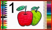 How To Draw Red and Green Apples Step by Step Easy Using Number 1 - Simple Drawing Tutorial