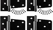 Heavy Duty Gate Hinges 3.5 inch 4 Pack, Black Iron Door Hinges for Shed Barn Wood Fence Gate (Included Screws)