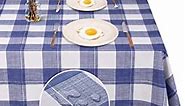 VARWANEO Checkered PVC Tablecloth Rectangle Waterproof Vinyl Table Cloth Oil Proof Spill Proof Washable Wipeable Gingham Table Cloth Great for Dinner Party and Picnic (52 x 70 in, Blue and White)