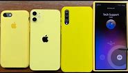 iPhone 7, iPhone 11, Samsung A50, Samsung S24 Ultra 3 Yellow Cases + 1 Yellow Phone Incoming Call