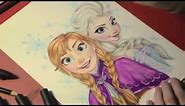 Speed Drawing ANNA and ELSA - Disney's Frozen