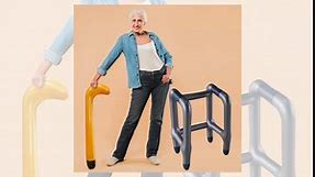 Inflatable Walker and Cane 2 Pcs Set - Old Man Costume Accessories Prop for Kids & Adults, 100 Day of School Old Lady Walking Stick for Boys Girls