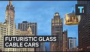 Futuristic glass cable cars