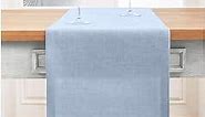 Solino Home Sky Blue Linen Table Runner 36 inches – 100% Pure Linen 14 x 36 Inch Table Runner for Spring, Easter – Small Coffee Farmhouse Table Runner – Fete