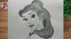 How to Draw Princess Belle Drawing step by step | Disney Princess Belle Pencil Sketch for Beginners