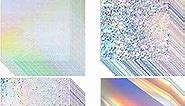 Kosiz 100 Sheets Metallic Holographic Card Stock Shiny Iridescent Mirror Paper Sheets 8.5 x 11'' Mixed Color Paper 250 GSM Thick Foil Metallic Cardstock for Scrapbook Letter Poster Craft (Laser Color)