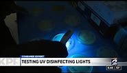 Testing UV disinfecting lights