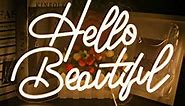 LooKLight Hello Beautiul Neon Sign,Neon Sign for Room,Warm White Neon Sign, Led Neon Light for Wall,Neon Signs for Wall Decor,USB Powered Led Neon Signs For Wedding,Birthday Party,Bedroom Decor