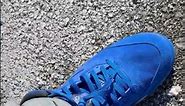 Wearing Air Jordan 5 Retro “Blue Suede” Sneakers Outside In The Snow