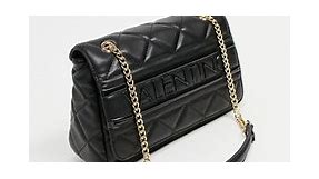 Valentino Ada quilted embossed cross body bag with chain strap in black | ASOS