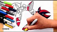 How to draw SONIC The Hedgehog FIGHTING with SHADOW