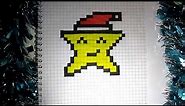 Christmas Star Santa Hat Pixel Art How to Draw