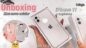 Meu novo celular✨~iPhone 11 128bg branco - unboxing. 2022 🤍