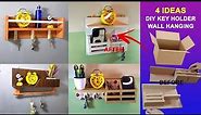 4 Ideas DIY key holder cardboard | DIY Multipurpose key holder wall hanging shelf | Easy Crafts