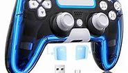 BRHE Wireless PS4Controller with Hall 3D Joysticks/RGB LED Lights/Programming Funtion,PS4Controller Remote Joystick Gamepad,Game Controller for PS4/Slim/Pro