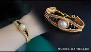 Twisted herringbone beaded bracelet. How to make pearl bracelet. Beading tutorial