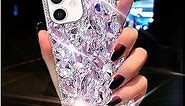 Cavdycidy for iPhone 11 Case for Women（6.1 inch），Very Shiny Luxury Bling Phone Case with 3D Glitter Sparkle Crystal Rhinestone Diamond Gems on Hard Reflective PC Back Cover for Girls（Purple）