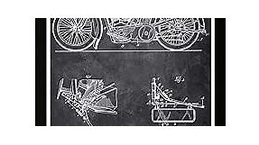 Wynwood Studio Motorcycle Man Cave Framed Wall Art Painting Photography Print 'Harley 1928 Chalkboard' Rustic Racing Home Décor for Men, Gearheads, in Black and White, 19x13