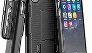 Encased iPhone X Belt Clip Case [DuraClip] Slim Fit Holster Shell Combo (w/Rubberized Grip Finish) for Apple iPhone Xs - 2017/2018 Release (Smooth Black)