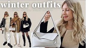 Loewe Puzzle Hobo Bag Review + how to style a white handbag | WINTER OUTFITS