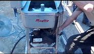 Starting up a 1930 gasoline powered Maytag Wash Machine