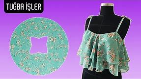 Double Layer Chiffon Blouse with Tie Strap Cutting and Sewing | Tuğba İşler