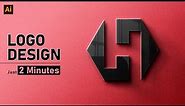 Letter H Logo Design | Polygon Logo Design | Adobe Illustrator Tutorial