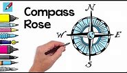 Draw a Compass Rose Real Easy - Step by step for beginners - with spoken instructions