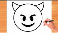 How to Draw THE DEVIL EMOJI easy - Drawing Step by Step
