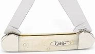 Case WR XX Pocket Knife Natural Smooth Bone Canoe W/Shield Item #22435 - (62131 SS) - Length Closed: 3 5/8 Inches