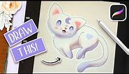 Draw this Kawaii Magical Cat! | EASY PROCREATE Step-by-Step Tutorial