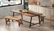 Tribesigns Dining Table for 8 People, 70.87-inch Rectangular Wood Kitchen Table with Strong Metal Frame, Industrial Large Long Dining Room Table for Big Family (Gray)