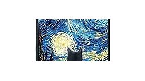 Black Cute Cat iPhone 12/12 Pro Case - 6.1 Inch Van Gogh Cute Cat iPhone Case, Non-Slip Pattern Design and Shock Absorption, Soft Silica Gel Frame Support Black Phone Case for Teen Girls and Sisters