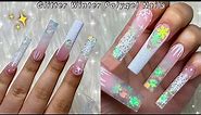 GLITTER WINTER POLYGEL NAILS✨ HOW TO GLITTER OMBRE & NAIL ART DESIGN | Nail Tutorial