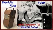 WORLD's FIRST PORTABLE TRANSISTOR TELEVISION 1959 (Vintage PHILCO Technology HD)